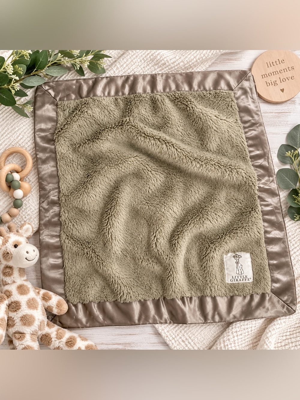 Little Giraffe Luxe Faux Fur Satin Baby Security Blanket Made USA Lovey